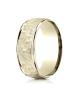 14k Yellow Gold Comfort Fit 8mm High Polish Edge Hammered Center Design Band