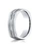 White Gold 7mm Comfort-Fit Satin-Finished Center Cut Four-Sided Carved Design Band