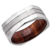 Cobalt Chrome 8mm EuroSquare Band with Two .5mm Grooves and Koa Hardwood sleeve