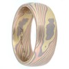 TRI COLOR GOLD MOKUME WEDDING RING WOODGRAIN PATTERN SOLID FORGED
