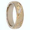 22K GOLD AND SILVER MOKUME WEDDING RING WOODGRAIN ETCHED PATTERN