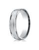 White Gold 6mm Comfort-Fit Satin Finish Center with Milgrain Round Edge Carved Design Band