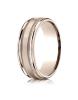 14k Rose Gold 7mm Comfort-Fit Satin Finish with Millgrain Round Edge Carved Design Band