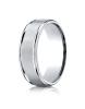 White Gold 7mm Comfort-Fit Satin Finish High Polished Round Edge Carved Design Band