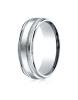 White Gold 7mm Comfort-Fit Wire Finish Center Millgrain Round Edge Carved Design Band