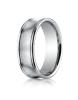 White Gold 7.5mm Comfort-Fit Satin-Finished Concave Round Edge Carved Design Band