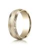 Yellow Gold 7.5mm Comfort-Fit Satin-Finished Double Round Edge Carved Design Band