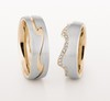 WEDDING RING WITH DIAMONDS SET ON EDGE OF WAVE DESIGN 7.5MM - RING ON RIGHT