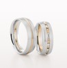 WEDDING RING SATIN FINISH WHITE WITH ROSE GOLD 6.5MM - RING ON LEFT