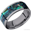 8 mm wide/Flat/Tantalum band with one 6 mm Centered inlay of Abalone