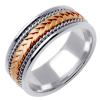 14KT WEDDING RING WHITE GOLD WITH ROSE BRAID 8.5MM