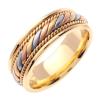 14KT WEDDING RING YELLOW GOLD WITH TRI COLOR GOLD CENTER TWIST 7MM