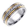 14KT TWO COLOR GOLD WEDDING RING WITH BRAID 8MM