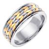 14KT WHITE AND YELLOW GOLD WEDDING RING TWO BRAIDS 8MM