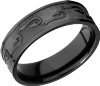 Zirconium 7mm flat band with a laser-carved fishhook pattern