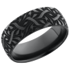 Zirconium 8mm domed band with a laser-carved escher pattern