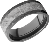 Zirconium 8mm flat band with an inlay of authentic Gibeon Meteorite