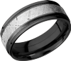 Zirconium 8mm flat band with reverse milgrain and an inlay of authentic Gibeon Meteorite