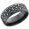 Zirconium 8mm flat band with a laser-carved celtic pattern