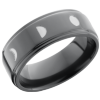 Zirconium 8mm flat band with a laser-carved moon phase pattern