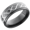 Zirconium 8mm flat band with a laser-carved tall infinity pattern