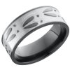Zirconium 8mm flat band with a laser-carved deer track pattern