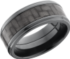 Black Carbon fiber inlay in a 9mm wide Black Zirconium band with a comfort fit interior.