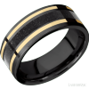 BLACK DINOSAUR BONE IN BLACK ZIRCONIUM WITH 14KT INLAY