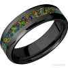 7MM Beveled Black zirconium band  witha black opal inlay