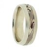WEDDING RING PLATINUM SILVER AND WHITE GOLD MOKUME WITH WHITE EDGES 7MM