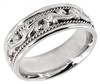 14 KT WEDDING RING WITH RAISED SCROLL DESIGN