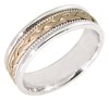 14KT WEDDING RING WHITE WITH YELLOW BRAID IN CENTER 6MM