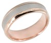 14 KT TWO TONE WEDDING RING WITH SATIN FINISH AND BRIGHT EDGES 7MM