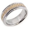 14KT YELLOW AND WHITE WEDDING RING WITH A WHEAT DESIGN 7MM