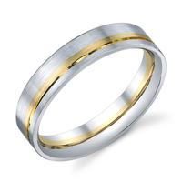 SATIN FINISH WEDDING RING FLAT COMFORT FIT WITH CONTRASTING STRIPE 5MM