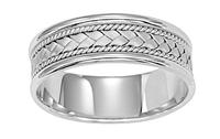 14KT WEDDING RING WITH FLAT BRAID IN CENTER 7MM