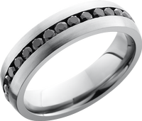 Titanium 6mm domed band with .04ct channel-set eternity black diamonds