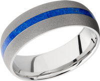 Cobalt chrome 8mm domed band with a mosaic inlay of Lapis