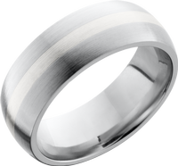 Cobalt chrome 8mm domed band with a 2mm inlay of sterling silver