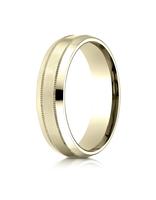 Yellow Gold 6mm Comfort-Fit Satin-Finished with Milgrain Carved Design Band