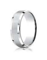 White Gold Comfort-Fit Satin-Finished with High Polished Beveled Edge Band 7mm