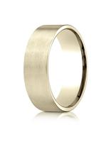 14k Yellow Gold Flat 7mm Comfort-Fit Satin-Finished Carved Design Band