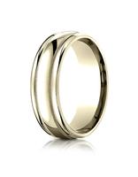 Yellow Gold 7.5mm Comfort-Fit Millgrain high polish carved Design Band