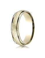 14k Yellow Gold 6mm Comfort-Fit Swirl-Finished Carved Design Band