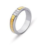 TWO TONE BAND WITH CHANNEL SET DIAMONDS IN GOLD OR PLATINUM