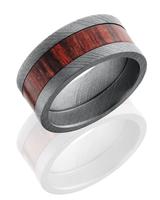 ROSEWOOD AND DAMASCUS STEEL WEDDING RING 10MM
