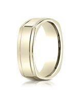 14k Yellow Gold 7mm Comfort-Fit High Polished Four-Sided Carved Design Band