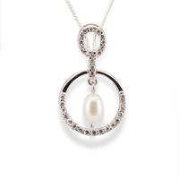 STERLING SILVER PEARL NECKLACE AND CUBIC ZIRCONIA