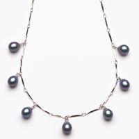 Silver Drop Shape Pearl Necklace