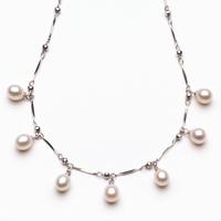 Silver Drop Shape Pearl Necklace